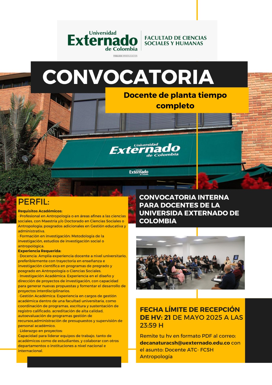 Convocatoria interna para docentes de la Universidad Externado de ...